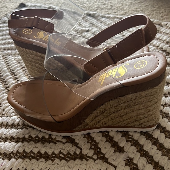 Transparent Open-Toe Espadrille Ankle Strap Wedges - 7.5 - Picture 5 of 6